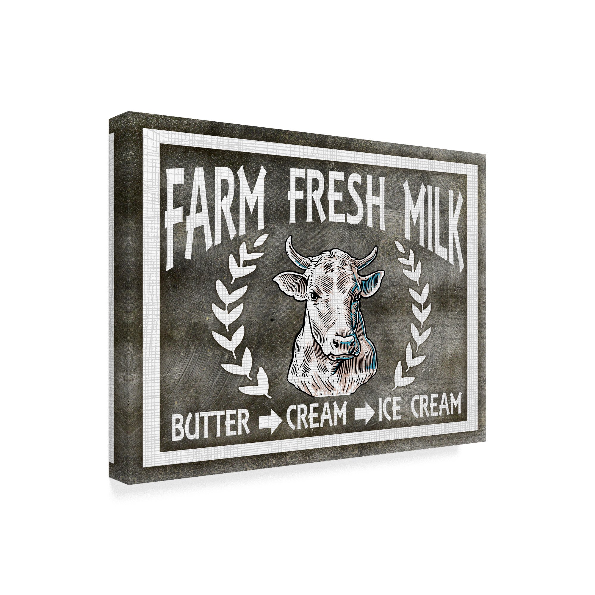 Premium Fresh Milk Cow Canvas Wall Art Print - 35x47 Inches - Farmhouse Decor for Kitchen, Dining Room & Living Room - Modern Home & Office Decoration
