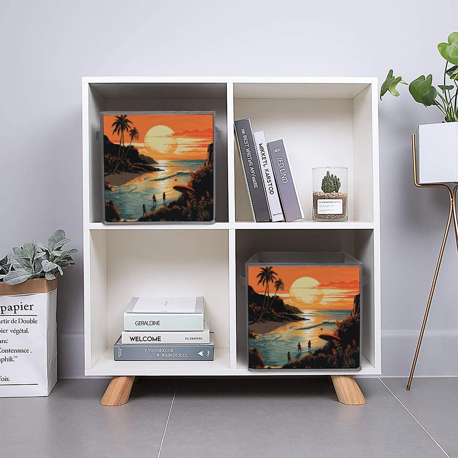 6-Pack Collapsible Storage Bins with Handles - Space Saving Foldable Storage Containers for Home Organization | Perfect for Shelves, Closets & Pantry Organization (Endless Summer Print)