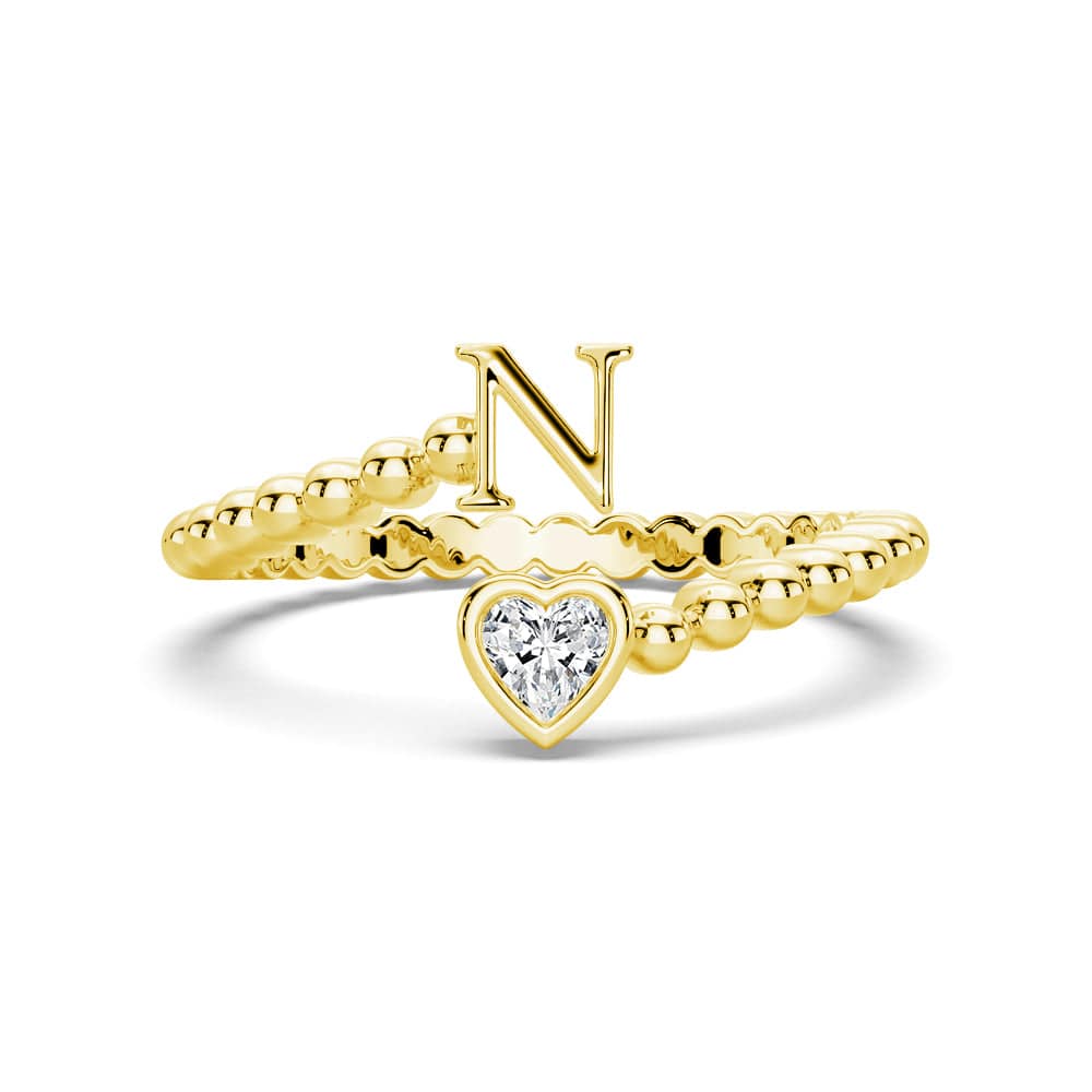 Lab Grown Diamond Personalized Initial Promise Ring for Women - Custom Engraved 14K Gold/White Gold Name Letter Ring - Perfect for Anniversaries, Engagements & Special Occasions