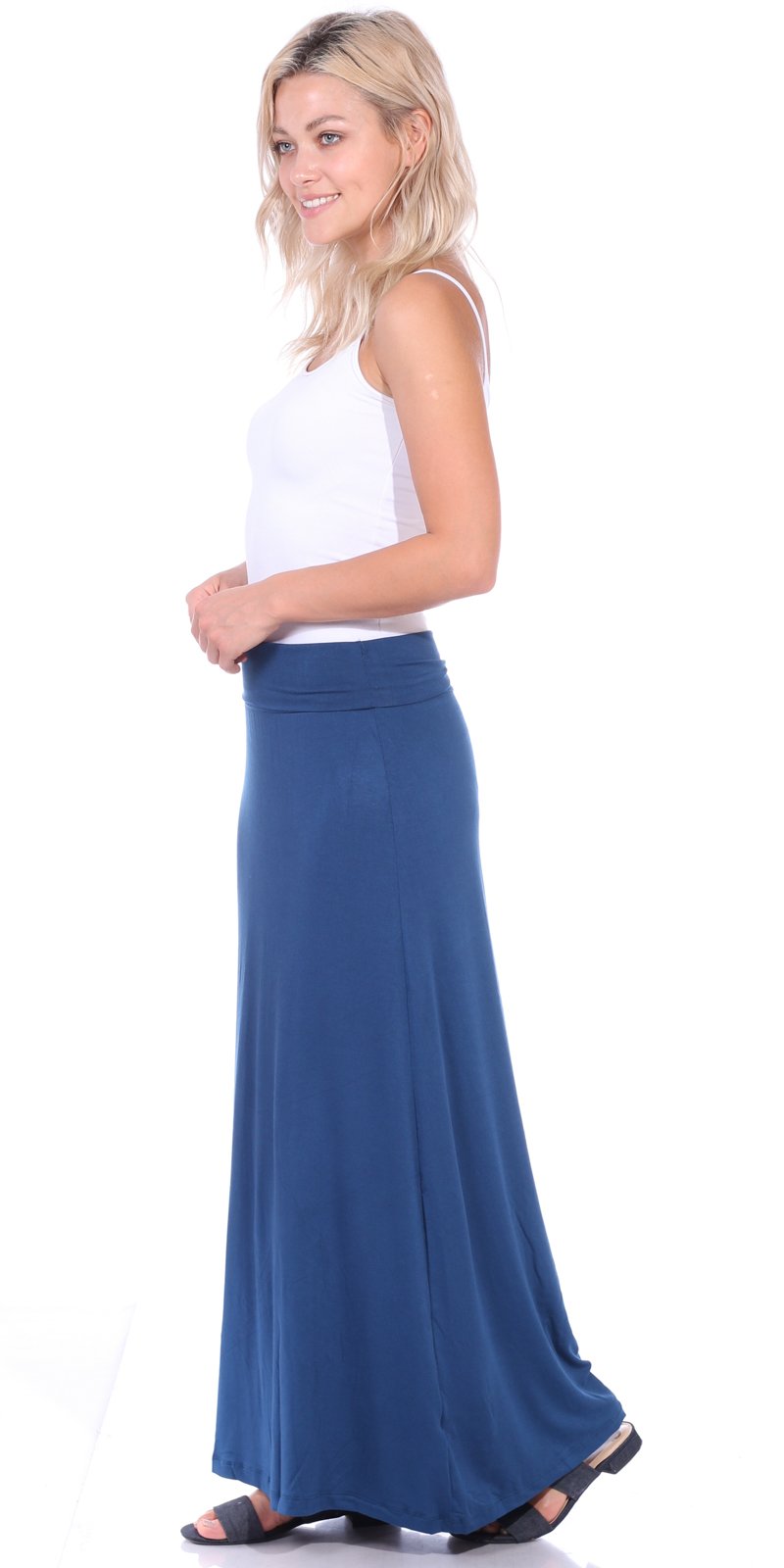 Popana Women's Long Maxi Skirt Cover Up - Casual Fold Over Plus Size Summer Skirt for Beach, Vacation & Boho Outfits | Lightweight Flowy Boho Skirt for Women
