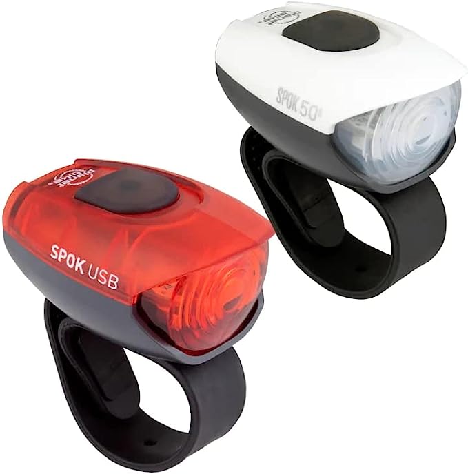 Planet Bike Spok 50 USB Rechargeable Bike Light Set - Front and Rear LED Safety Lights for Night Cycling, Commuting & Outdoor Adventures