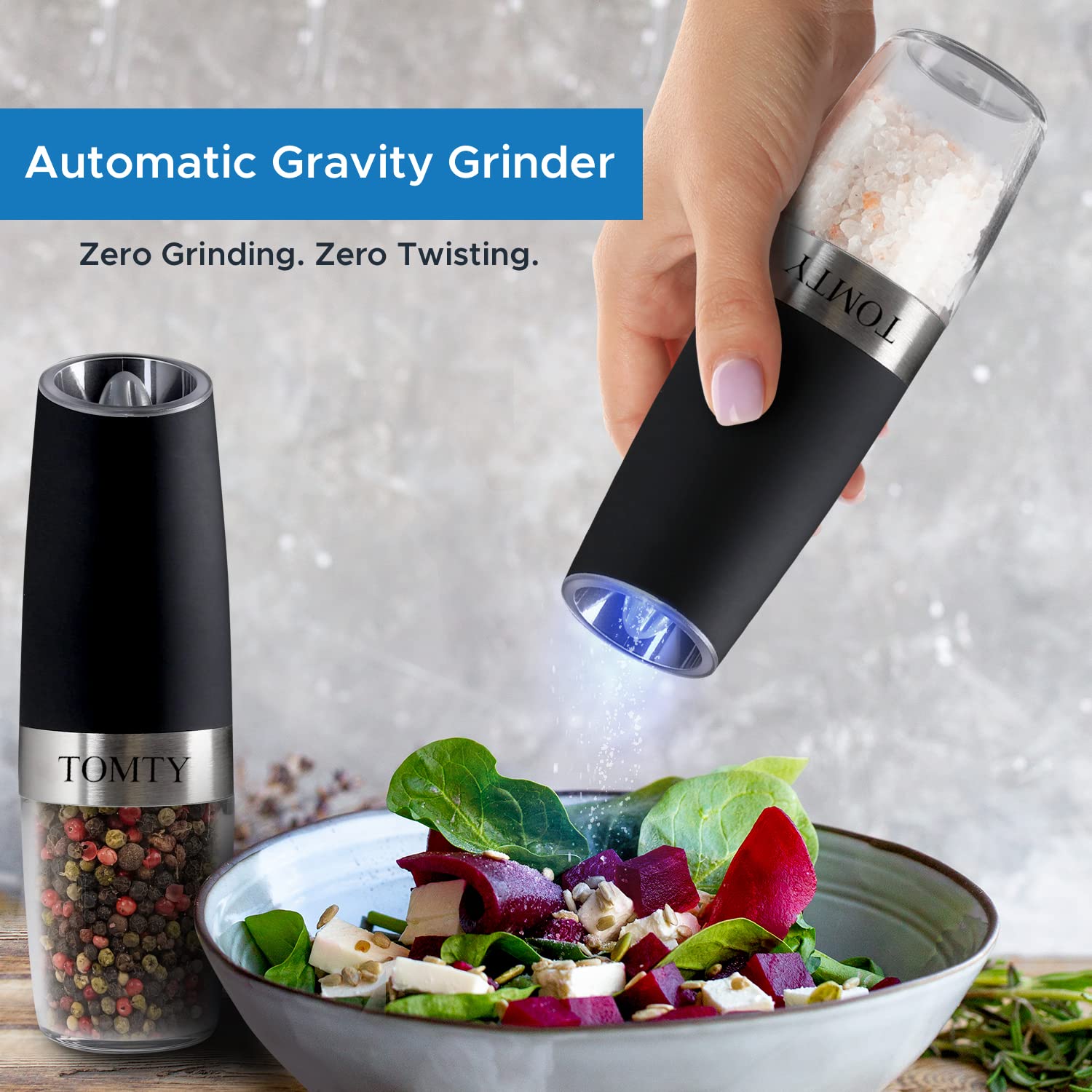 Premium Electric Salt and Pepper Grinder Set - Battery Operated Automatic Seasoning Shakers for Kitchen, BBQ & Dining - Perfect Housewarming Gift for Men & Women - Ideal for Cooking, Grilling & Entertaining