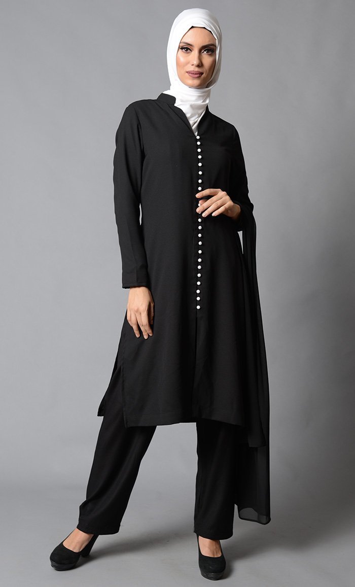 Stylish Everyday Moss Crepe Solid Salwar Kameez Set with Button Details - Perfect for Casual Wear, Parties & Festive Occasions