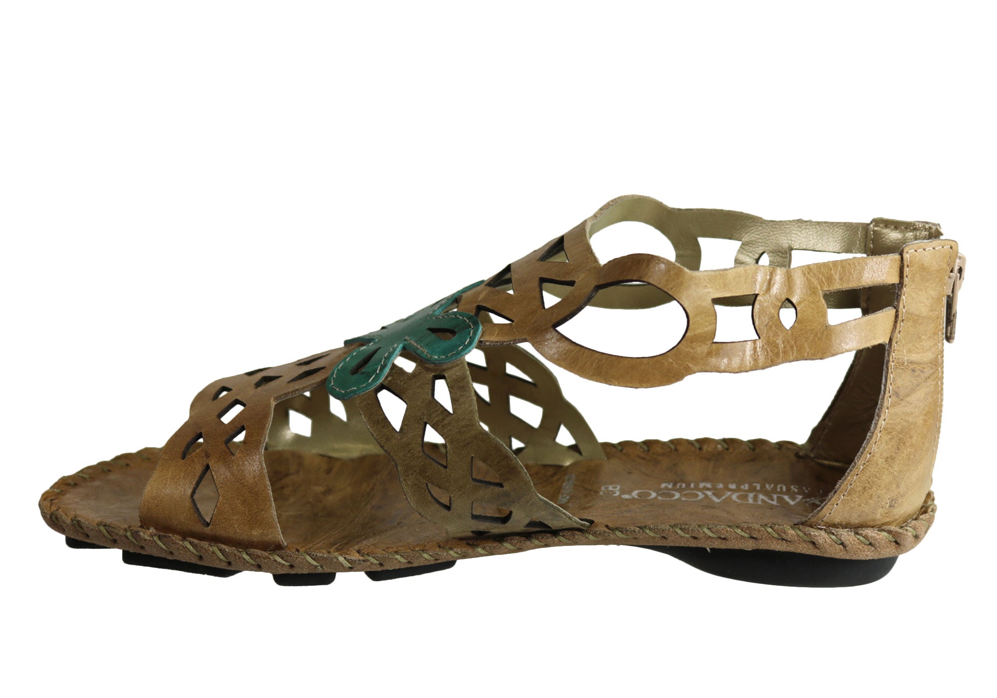 Andacco Betti Women's Comfortable Flat Leather Sandals - Handmade in Brazil - Perfect for Beach, Vacation & Summer Outfits