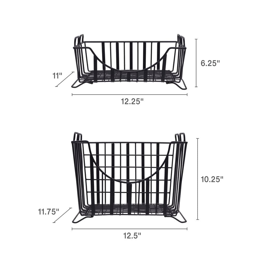 Stackable Storage Baskets Set of 2 - Band & Stripe Design for Home Organization - Perfect for Bedroom, Bathroom, and Office Storage