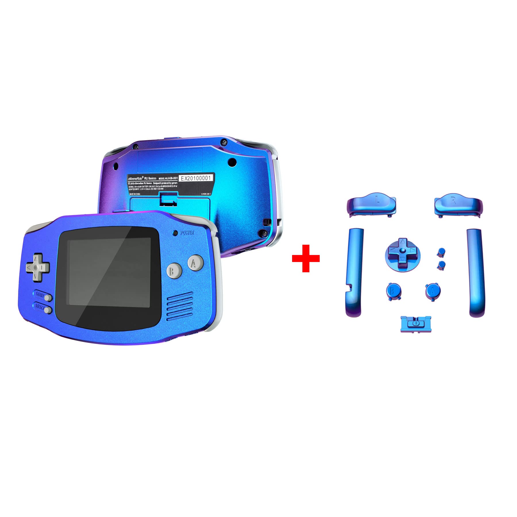 eXtremeRate Chameleon Purple Blue Replacement Shell Full Housing Cover with Buttons for Gameboy Advance - Compatible with IPS & Standard LCD Screens (Console & IPS Screen Not Included) - Perfect for GBA Modding, Retro Gaming, and Custom Console Builds