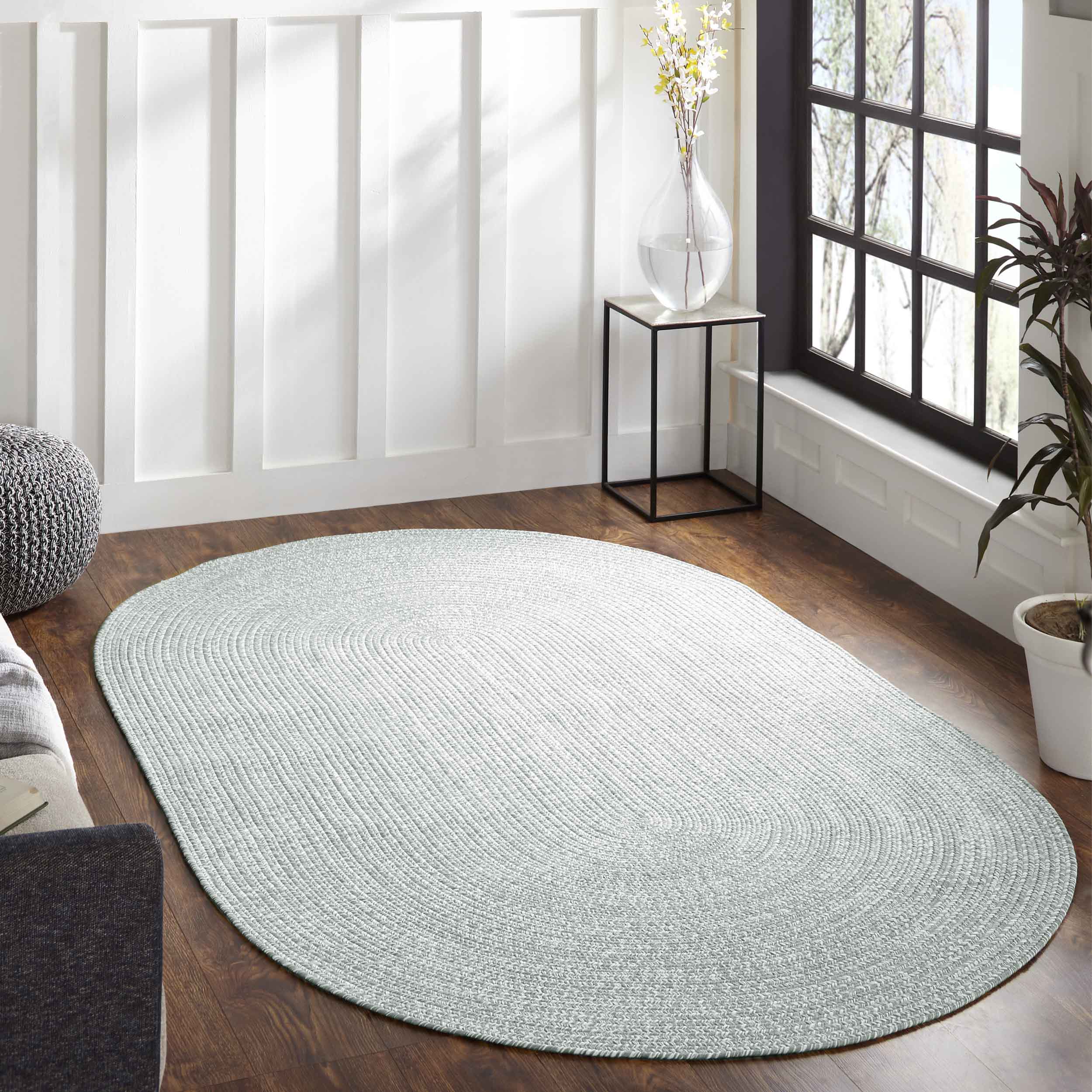 Reversible Braided Area Rug - Non-Slip Two Tone Indoor/Outdoor Rug for Living Room, Bedroom, Patio - Soft & Durable Home Decor