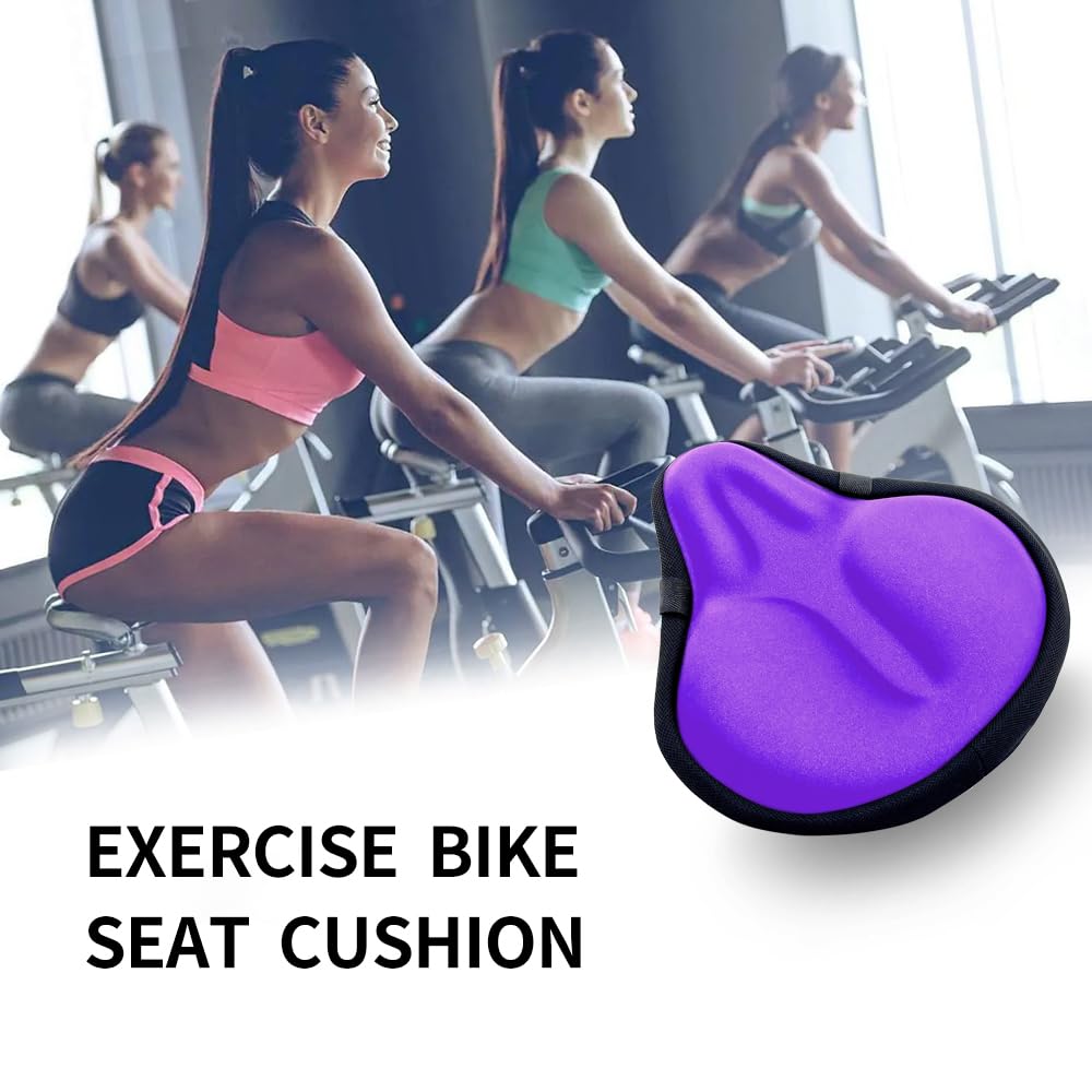 HUIOK Wide Gel Bike Seat Cover - Comfortable Exercise Bike Seat Cushion for Women & Men - Fits Spin, Stationary & Cruiser Bikes - Water & Dust Resistant - Perfect for Indoor & Outdoor Cycling, Gym Workouts & Long Rides