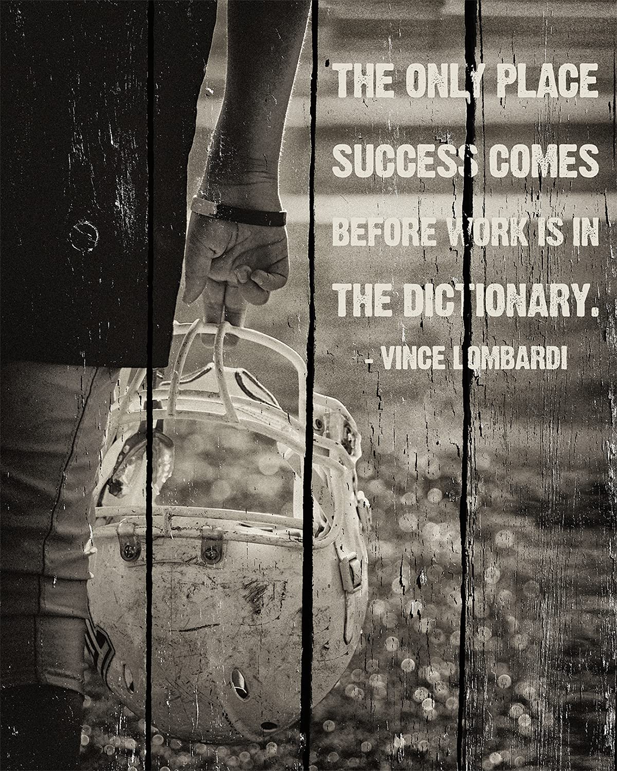 Govivo Motivational Wall Art Print - Vince Lombardi Quote 'The Only Place Success Comes Before Work Is In The Dictionary' - 8x10 Unframed Photo Paper Decor for Office, Home & Gym Inspiration