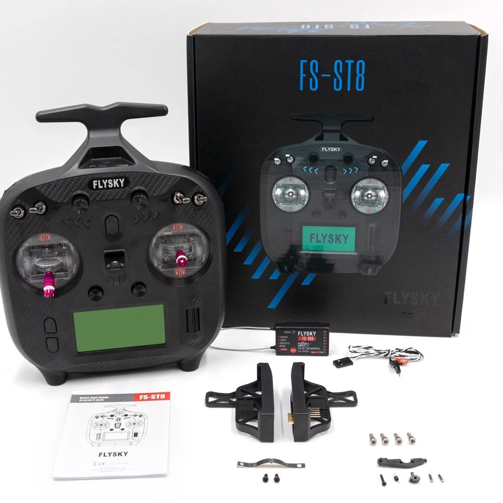 FLYSKY FS ST8 2.4GHz 10 Channel Radio Transmitter with RGB Backlight & Assistant 3.0 - for RC Cars, Boats, Robots, FPV Drones - Perfect for Hobbyists and Professional RC Enthusiasts
