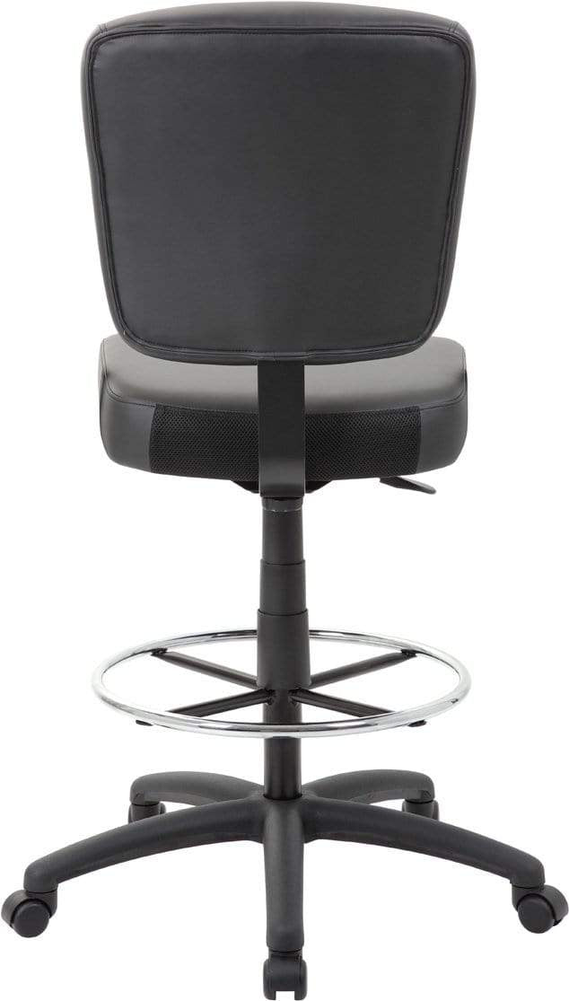 Boss Oversized Drafting Stool [B1680 BK] - Adjustable Height Bar Stool for Home Office, Studio & Industrial Workspaces - Ergonomic Design for Architects, Artists & Designers