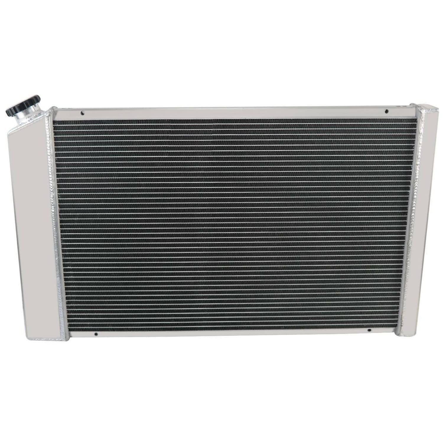 Full Aluminum Radiator Kit with Shroud, Fan & Thermostat for 1973-1990 Chevy Caprice C10 C20 C30 K10 K20 K30 Suburban El Camino Malibu - 4 Row Heavy Duty Cooling System Upgrade for Classic Trucks & SUVs