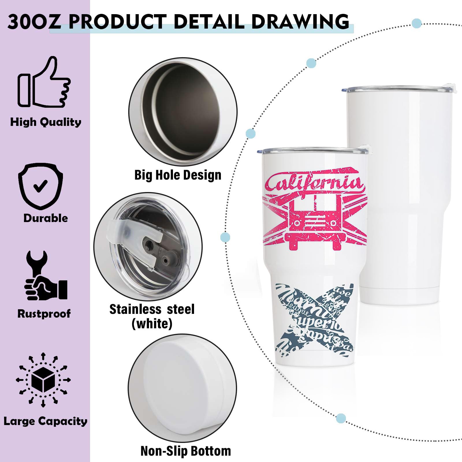 30oz Sublimation Tumblers Bulk 4-Pack - Stainless Steel Vacuum Insulated Coffee Mugs with Leak-Proof Lids & Shrink Wrap - DIY Customizable Drinkware for Hot/Cold Beverages - Perfect for Travel, Office, Gifts & Personalized Crafts (White)