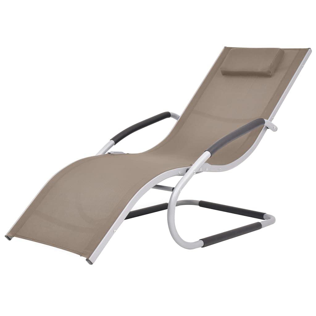 iFCOW Sun Lounger with Pillow - Aluminum Frame & Textilene Fabric in Taupe - Perfect for Poolside, Beach, Patio, and Outdoor Relaxation