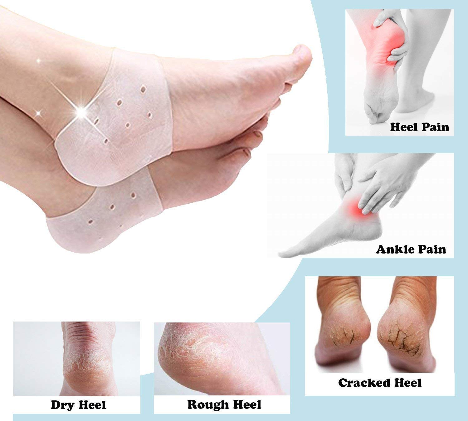 Nirvik Gel Heel Socks for Swollen Feet & Pain Relief - Moisturizing Cracked Heel Repair Cream - Unisex Foot Care & Ankle Support Gel Pads - Perfect for Daily Comfort, Running & Post-Surgery Recovery