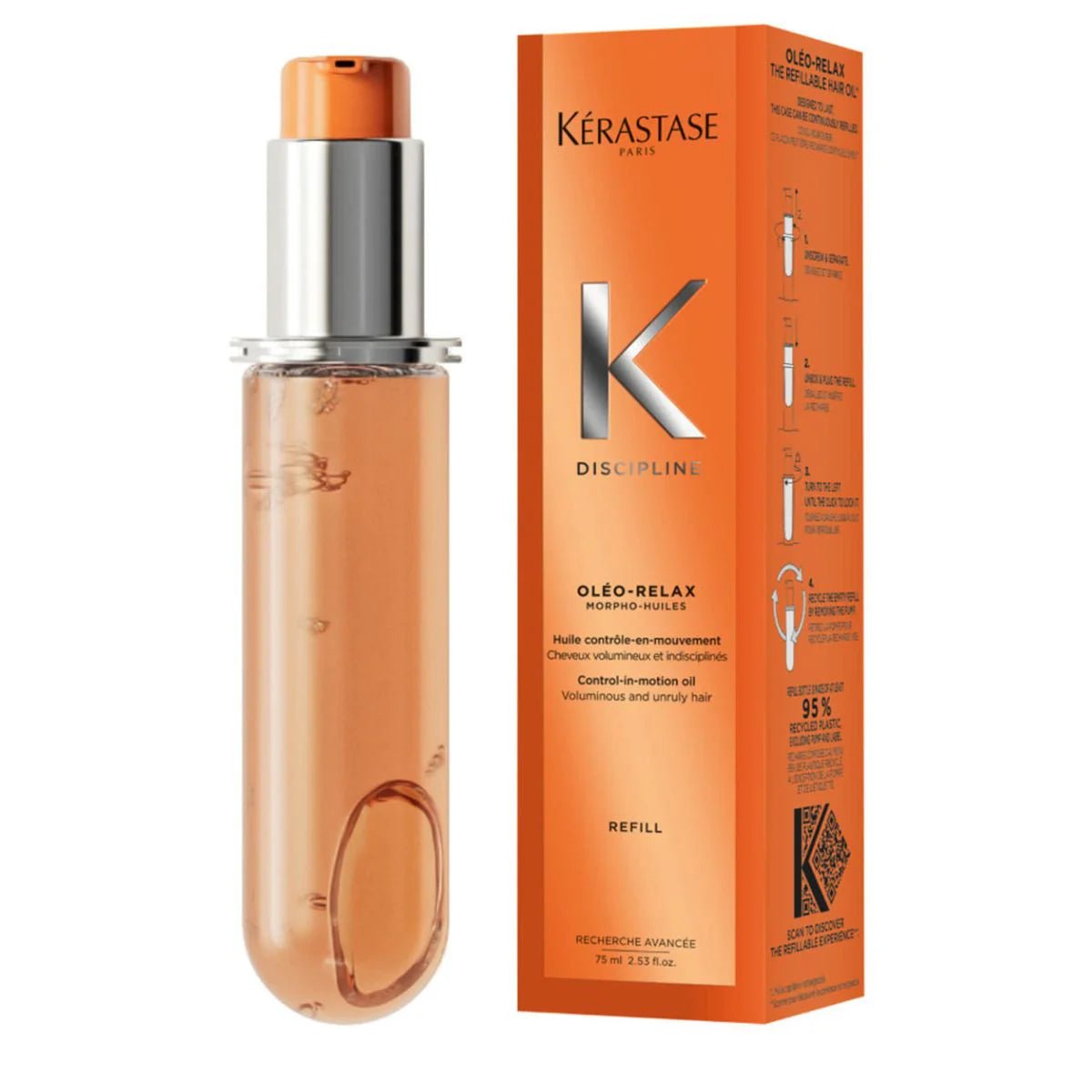 Kérastase Discipline Hair Oil for Frizzy Hair - Refillable Bottle - Smooth & Shine Treatment for Dry, Damaged Hair - Perfect for Daily Use & Styling