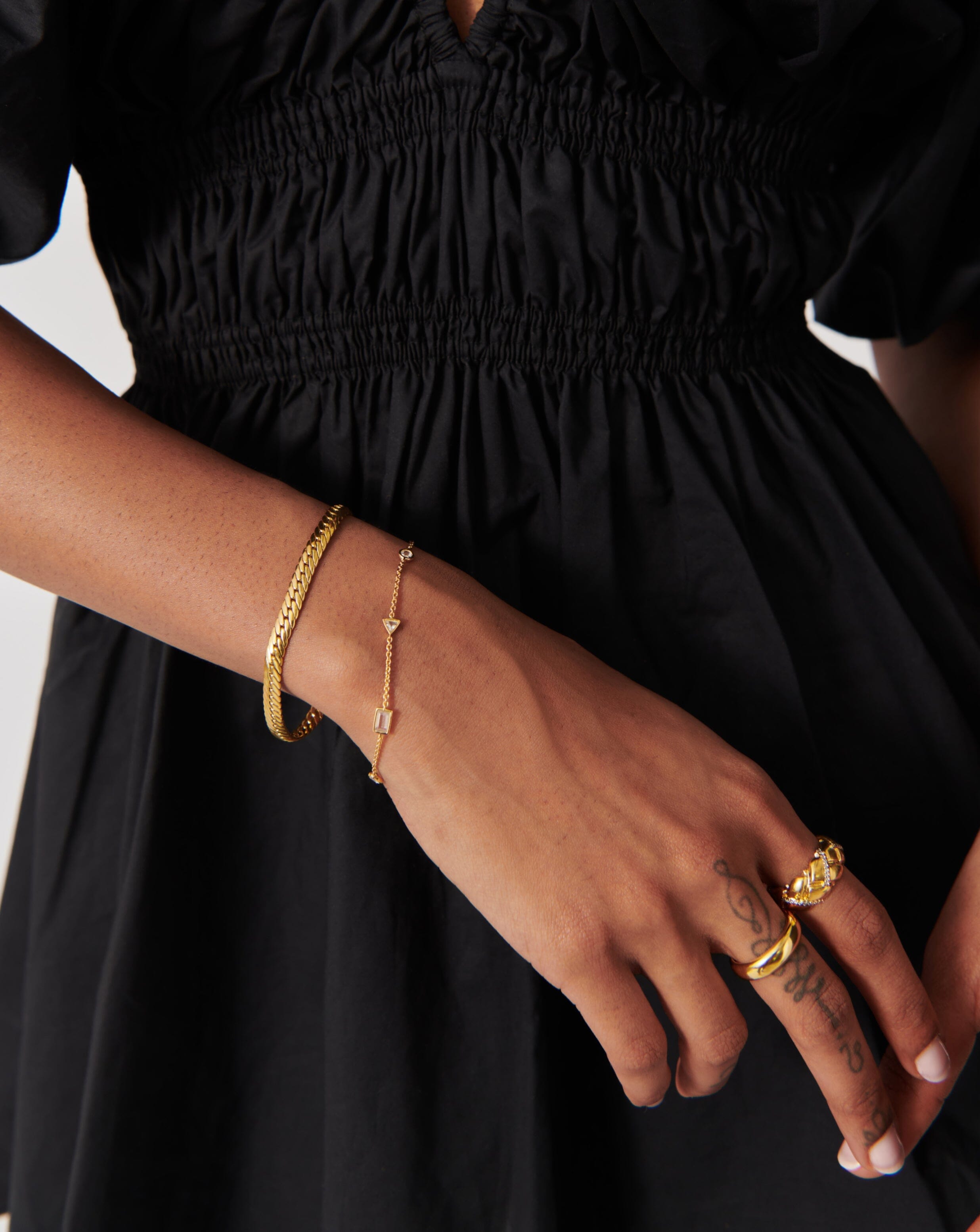 18k Gold Vermeil Floating Stone Charm Bracelet for Women - Elegant Layering Jewelry for Everyday Wear, Gift Giving & Special Occasions
