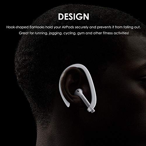 4 Pack AirPods Ear Hooks for AirPods 1/2/Pro - Secure Fit Sports Accessories for Running, Gym & Workout - TEEMADE Anti-Slip Silicone Earbud Covers (White)