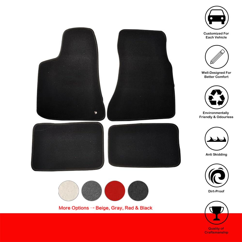 IKON MOTORSPORTS Custom Fit Floor Mats for 2006-2010 Dodge Charger 4-Door - Premium Nylon Car Floor Liners (Front & Rear) - Perfect for All-Weather Protection & Interior Customization