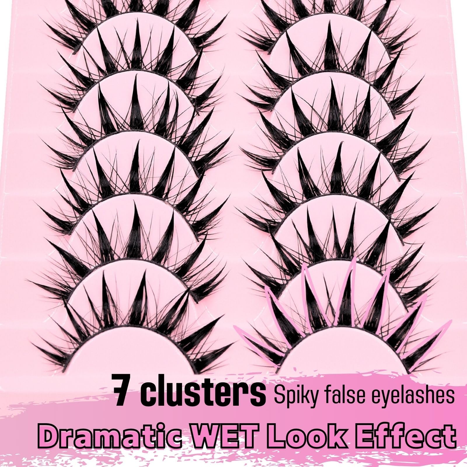 10 Pairs Natural Wispy Manga Lashes - 16mm Spiky Anime Cat Eye Faux Mink Eyelashes for Cosplay & Everyday Makeup | Japanese Style False Eyelash Clusters for Dramatic Eye Look