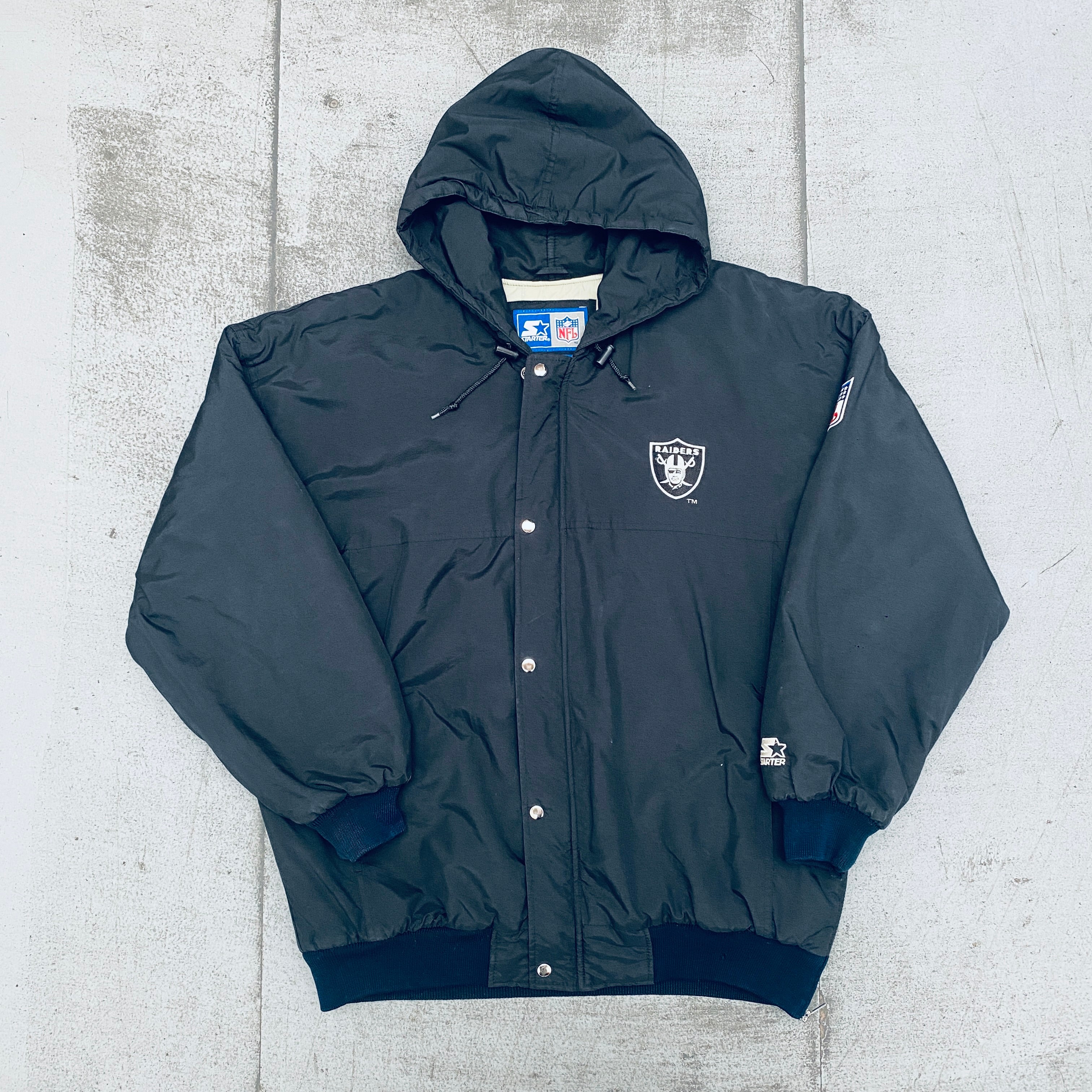 1990s Oakland Raiders Full-Zip Starter Parka Jacket - XL | Vintage NFL Football Outerwear for Men | Game Day, Tailgating & Cold Weather Wear