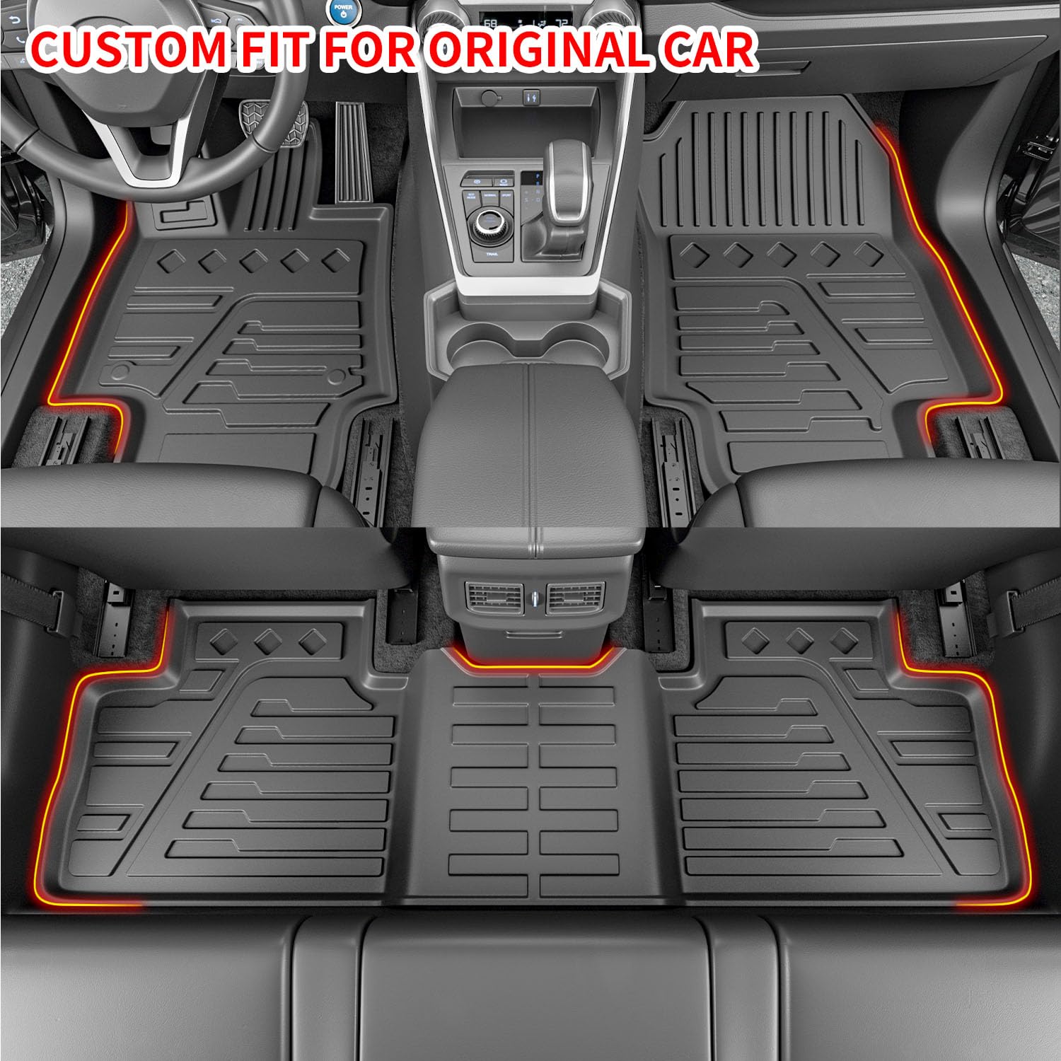 Xipoo Cargo Mat Set for 2019-2025 Toyota RAV4 - Waterproof Trunk Liner, Rear Seat Back Protector & Floor Mats | Perfect for Road Trips, Camping & Daily Use