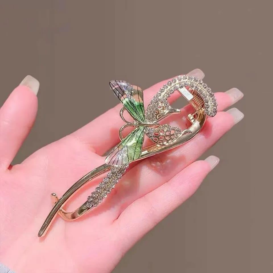INHEAVEN Rhinestone Banana Hair Clip - Elegant Metal French Barrette Hair Clips for Women, Korean Style Hair Accessories (Style B) - Perfect for Weddings, Parties and Everyday Styling