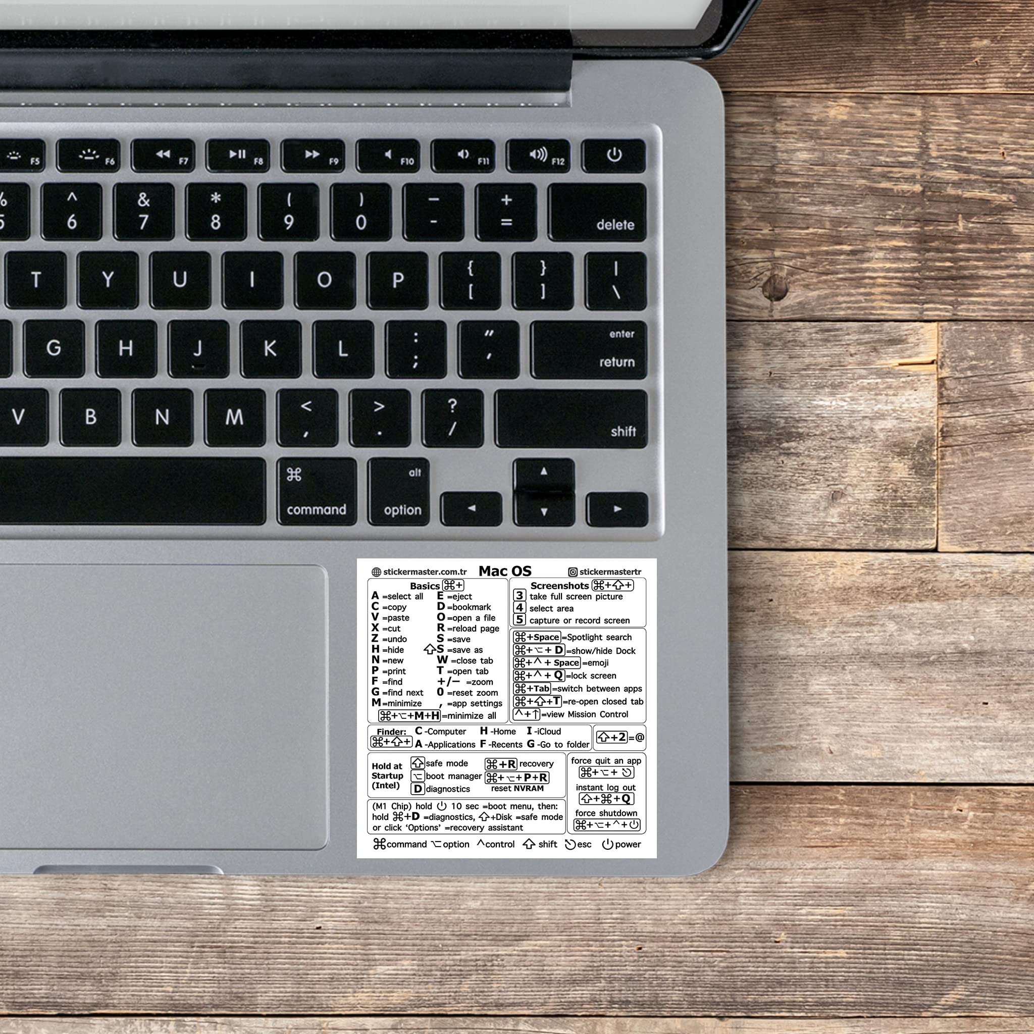 MacBook Keyboard Shortcuts Sticker - Clear Vinyl Cheat Sheet for MacBook Air/Pro 13/14/16 inch (M1 & Intel) | Temporary Adhesive Decal Accessory | Perfect for Work, Study & Coding