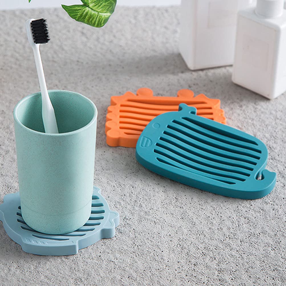 HEMOTON 3-Piece Hollow Soap Dish Set with Drain - Non-Slip Soap Holder for Bathroom, Shower, Kitchen & Laundry Room - Perfect for Shower Caddies, Vanity Organizers & Sink Countertops