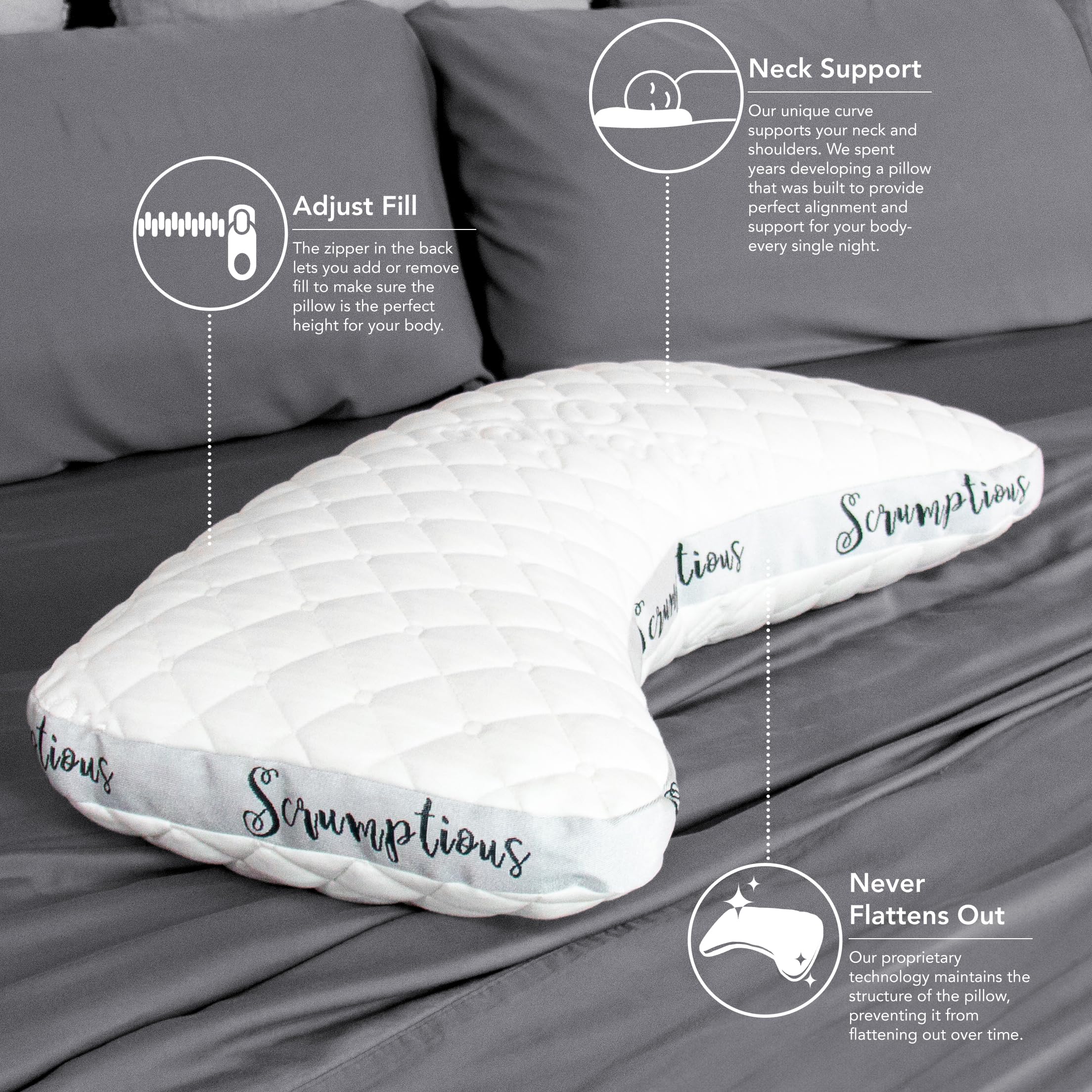 **Honeydew Cooling Side Sleeper Pillow for Neck & Shoulder Pain Relief - Award-Winning Queen Size Pillow with Free Pillowcase - Made in USA - Perfect for Back & Side Sleepers, Hot Sleepers & Pain Relief**