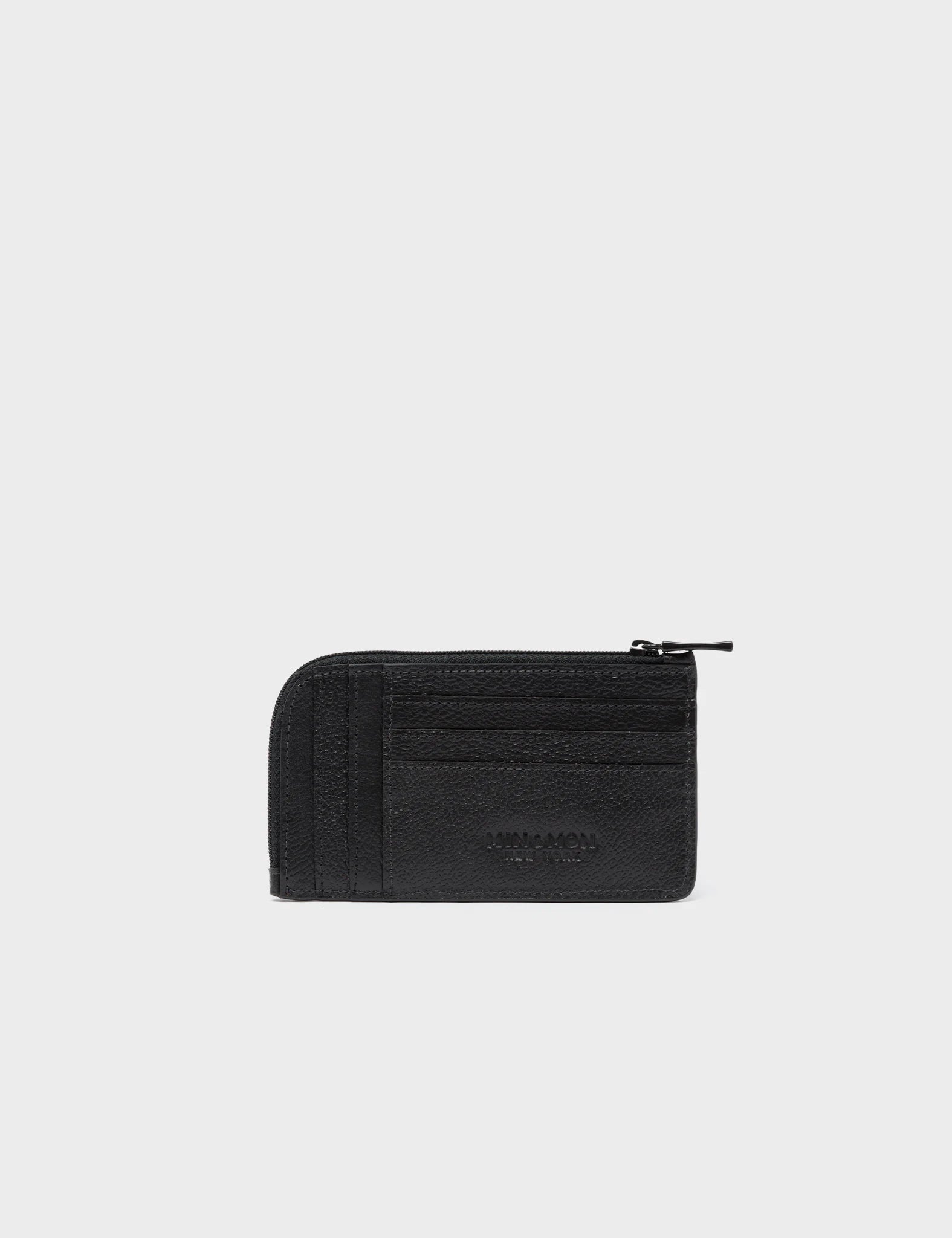 Fausto Black Leather Zip Around Cardholder with Flying Tiger Embroidery - Slim RFID Blocking Wallet for Men - Perfect for Travel, Business & Everyday Use