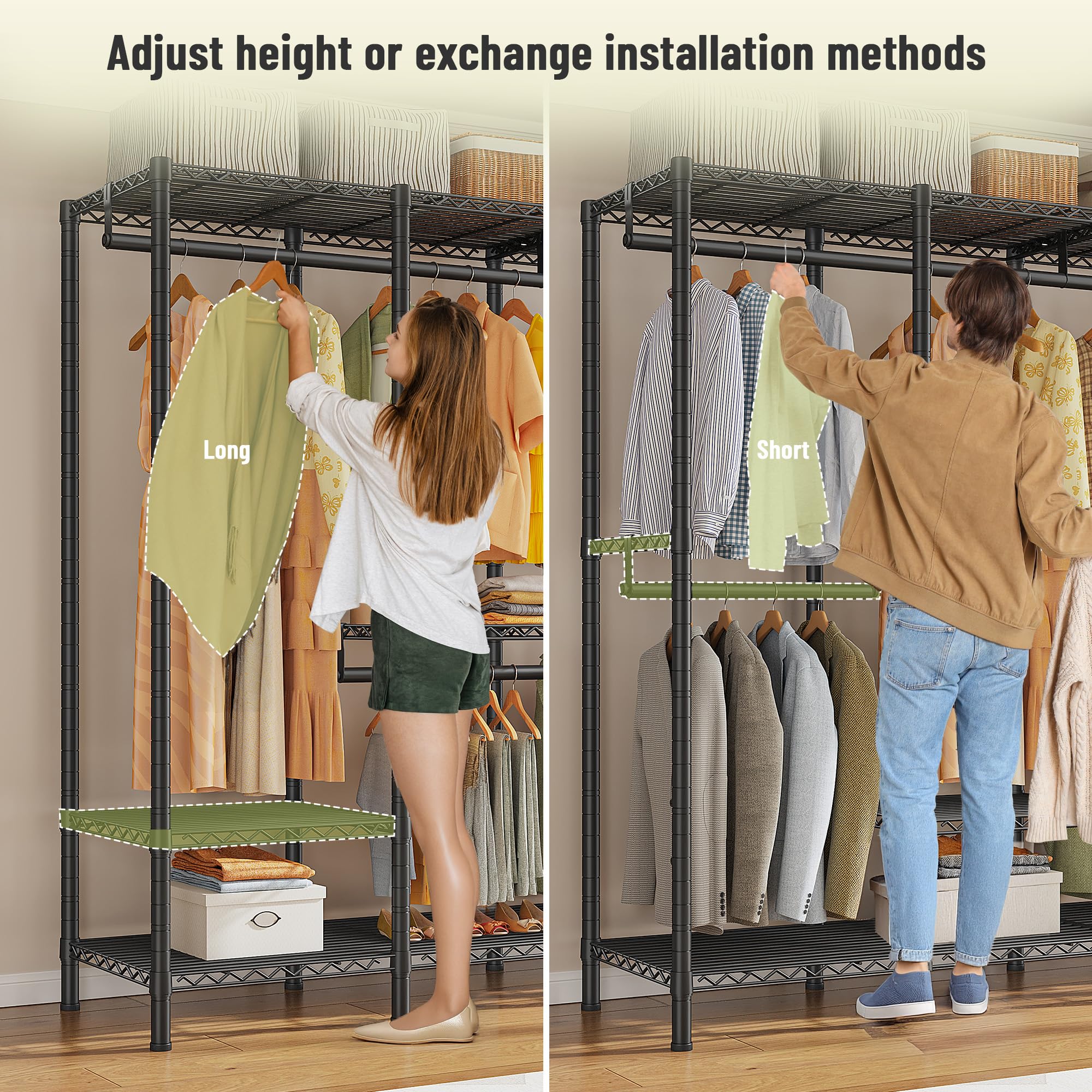 Raybee Heavy Duty Clothes Rack with Shelves - 76