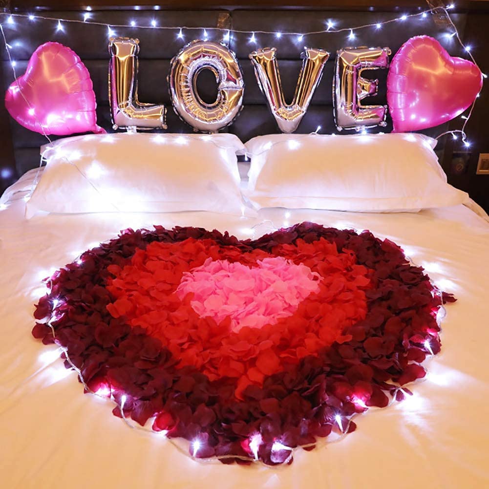 2000PCS Fake Rose Petals - Wine Red Artificial Flower Petals for Wedding Decor, Valentine's Day, Anniversary, Birthday Party & Romantic Special Nights - Perfect for Table Scatter, Aisle Decor, Photo Backdrops & Romantic Proposals