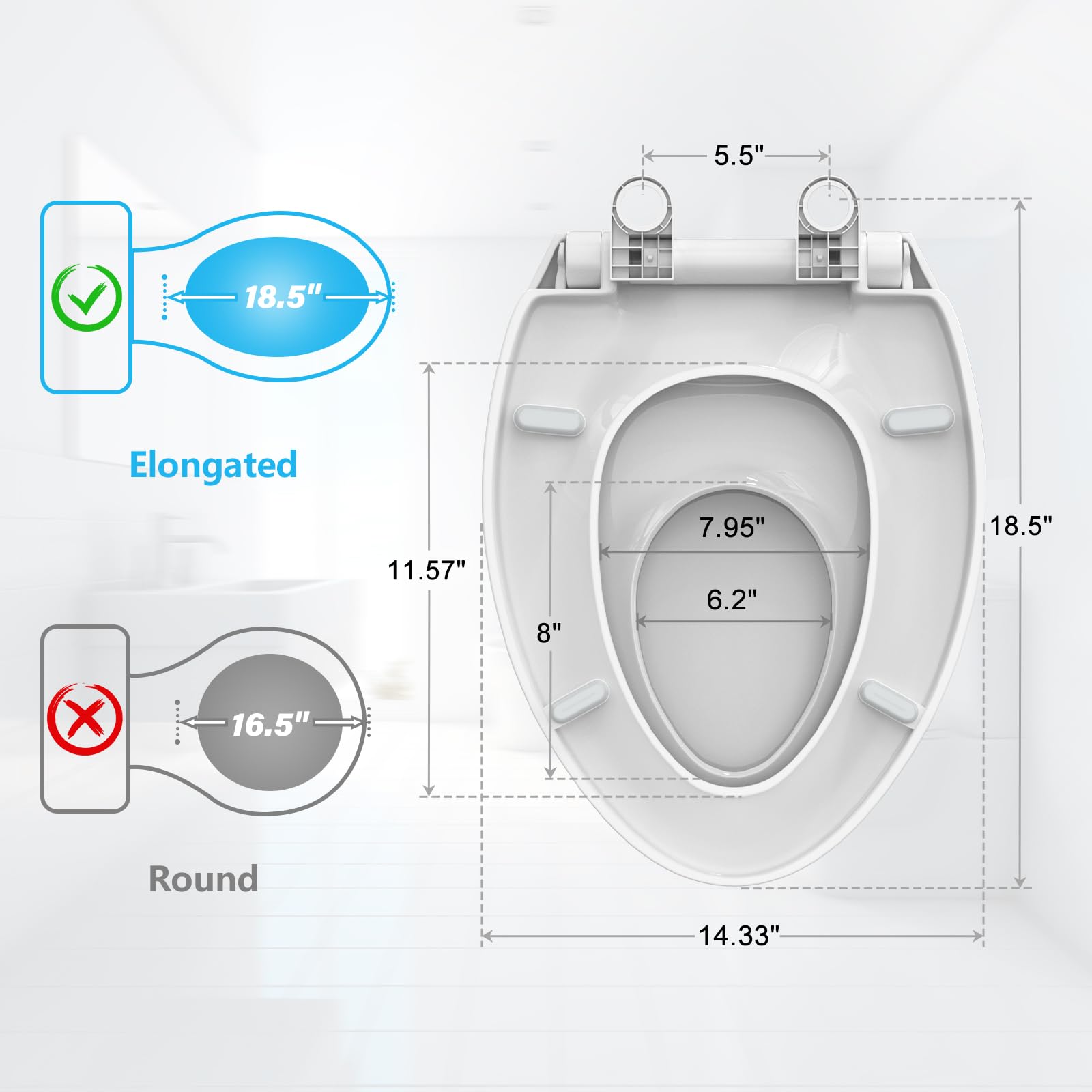 MUNNAR CR107 Slow Close Elongated Toilet Seat with Built-in Toddler Seat - Potty Training Toilet Seat with Magnet for Easy Cleaning - Fits Adults & Children - White 18.5