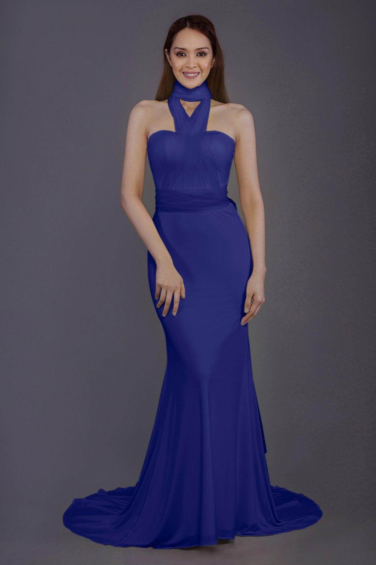 Elegant Mermaid Court Train Knitted Fabric Bridesmaid Dress PR3498 - Perfect for Weddings, Formal Events & Special Occasions