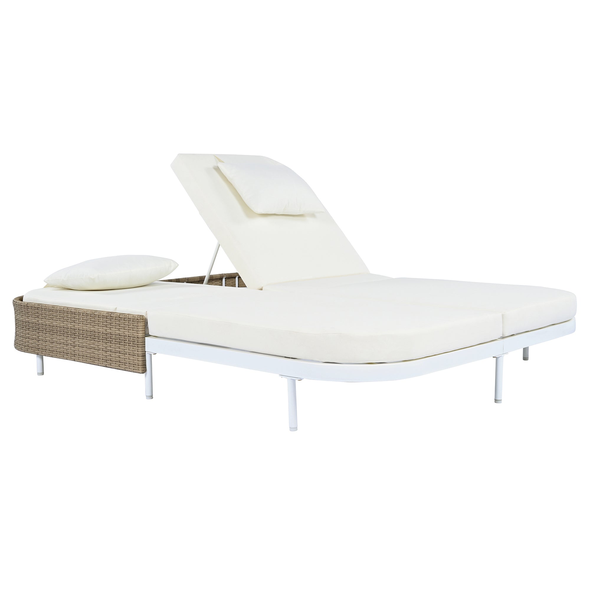 Outdoor Rattan Daybed with 5-Position Adjustable Backrest & Removable Cushions - Perfect for Patio, Garden, Backyard and Poolside Relaxation