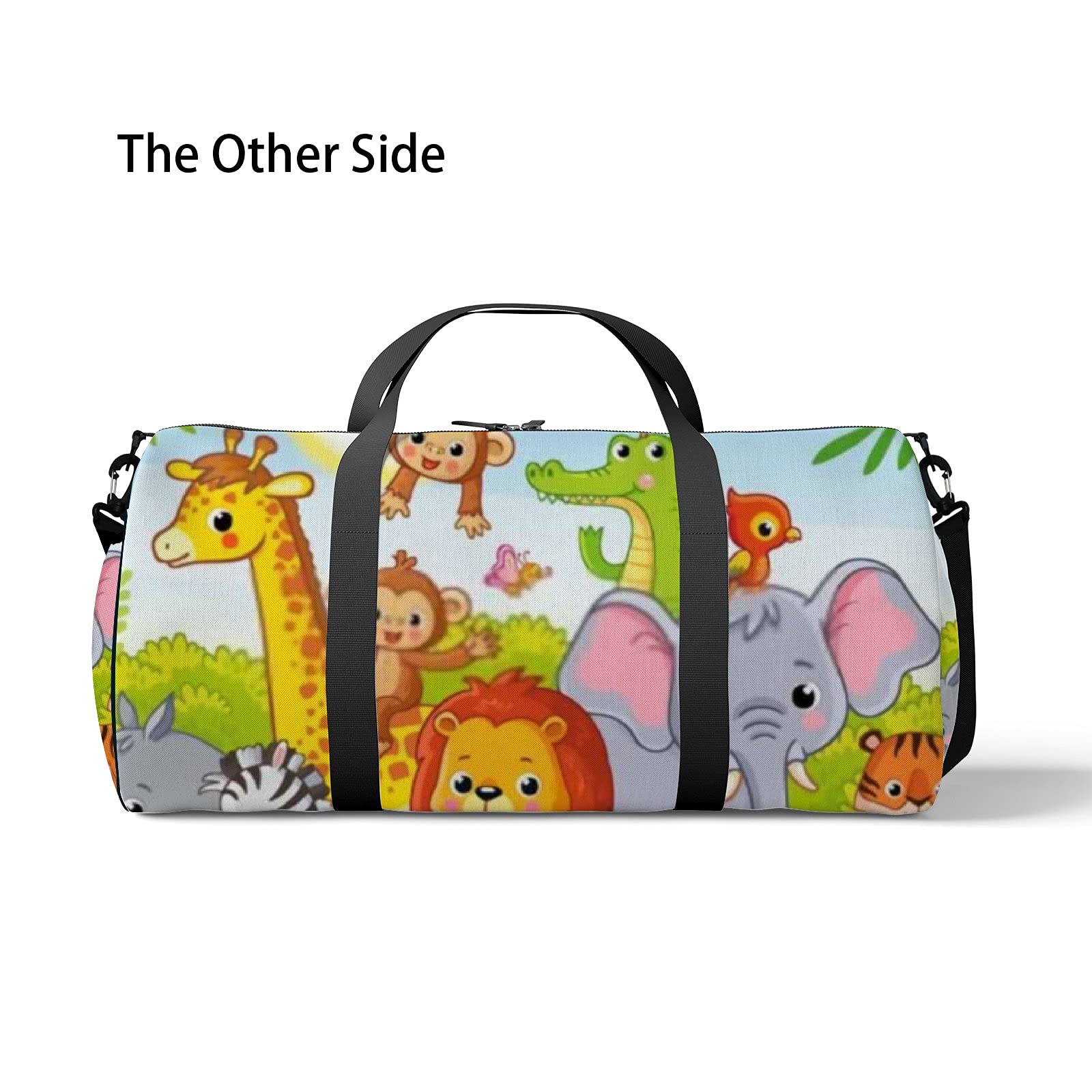 Waterproof Jungle Animal Print Sports Tote Bag - Cute Cartoon Kawaii Gym Bag with Shoulder Strap & 2 Side Pockets for Men Women | Perfect for Travel, Workout, School & Daily Use