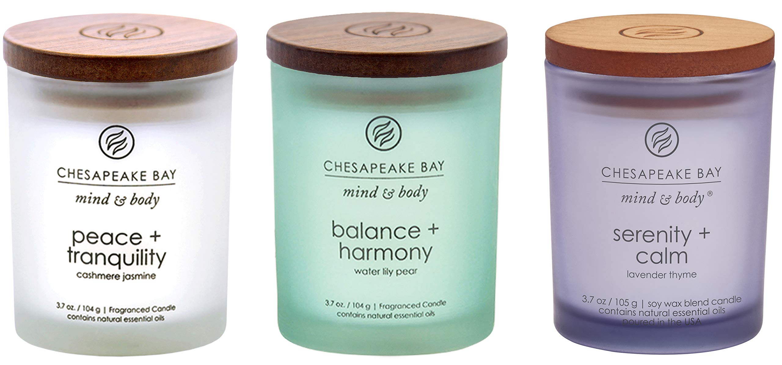 Chesapeake Bay Candle Gift Set - Peace & Tranquility, Balance & Harmony, Serenity & Calm Scented Candles (3-Pack Small Jars) for Relaxation, Meditation & Home Decor