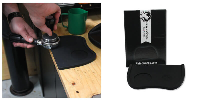 Premium Rhinowares Bench Tamper Mat - Durable Coffee Bar Accessory for Espresso Tamping | Perfect for Home Baristas & Coffee Shops (Black) | Use for Espresso Preparation, Barista Training & Coffee Station Organization