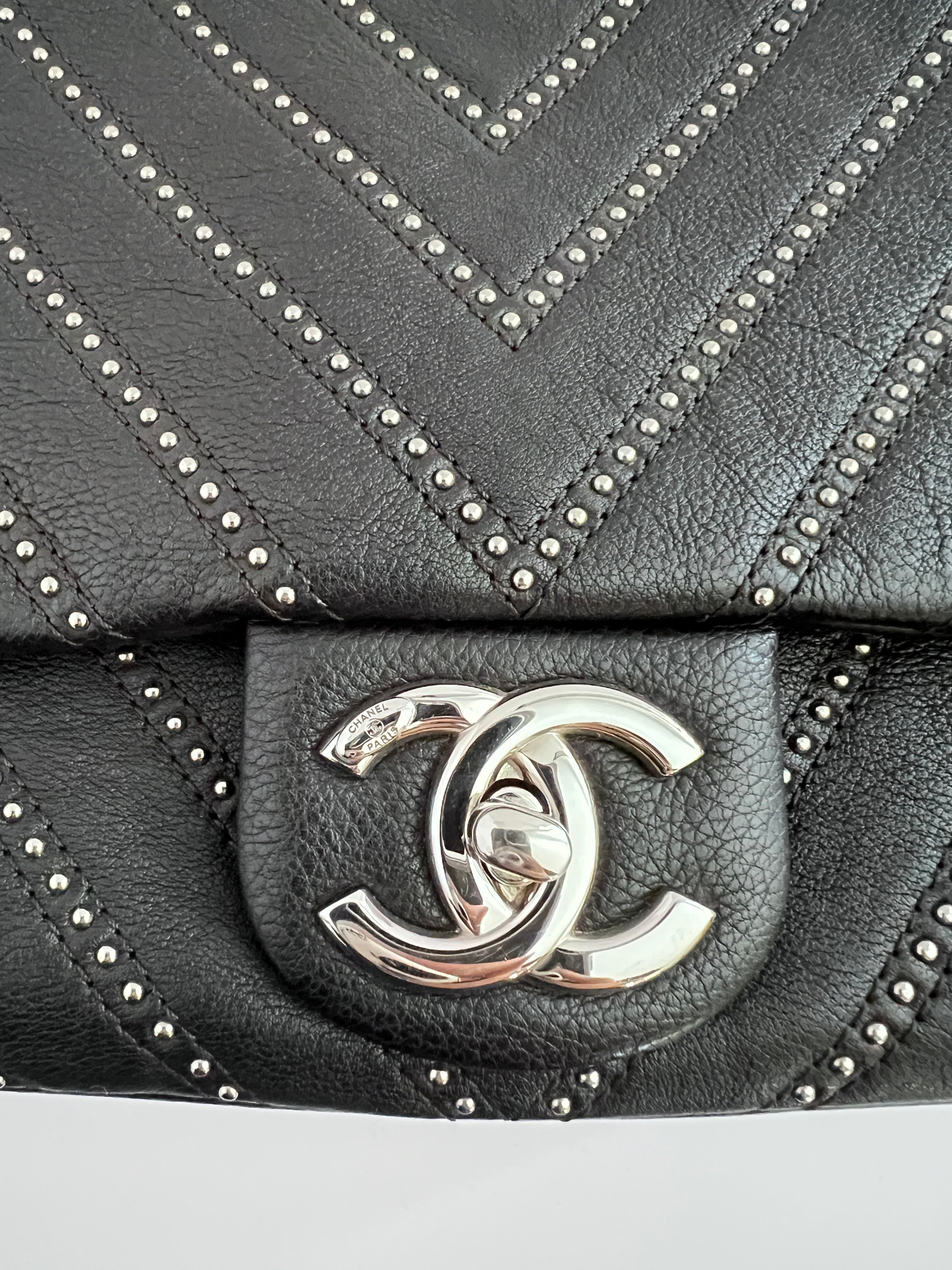 Chanel Stud Wars CC Flap Bag Chevron Calfskin Leather Crossbody Bag - Luxury Designer Handbag for Women, Perfect for Parties, Date Nights & Special Occasions