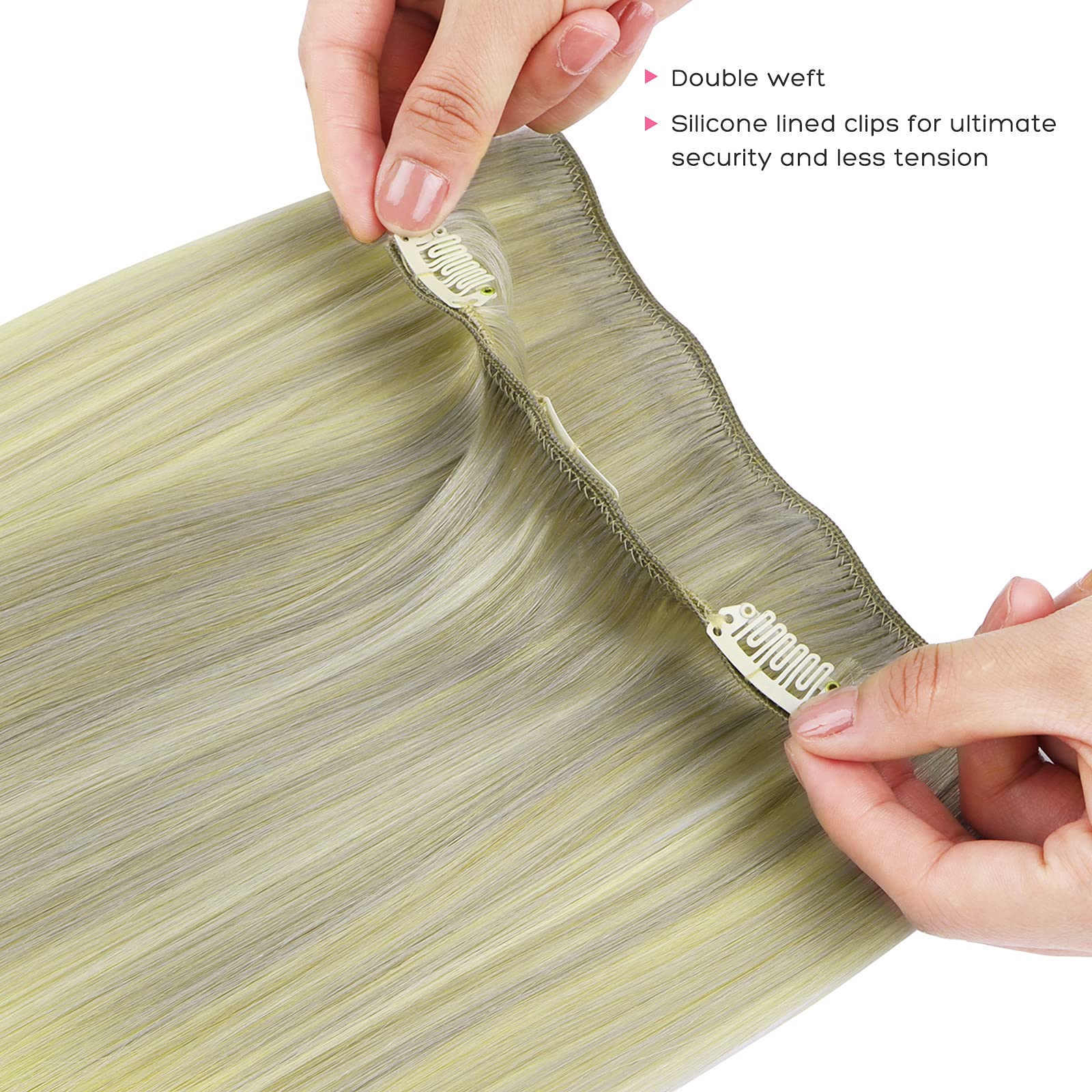 Marat Clip in Human Hair Extensions 16 Inch 120g - Ash Blonde, Golden Blonde & Platinum Blonde Straight Hair Extensions for Women | Perfect for Daily Wear, Parties & Special Occasions