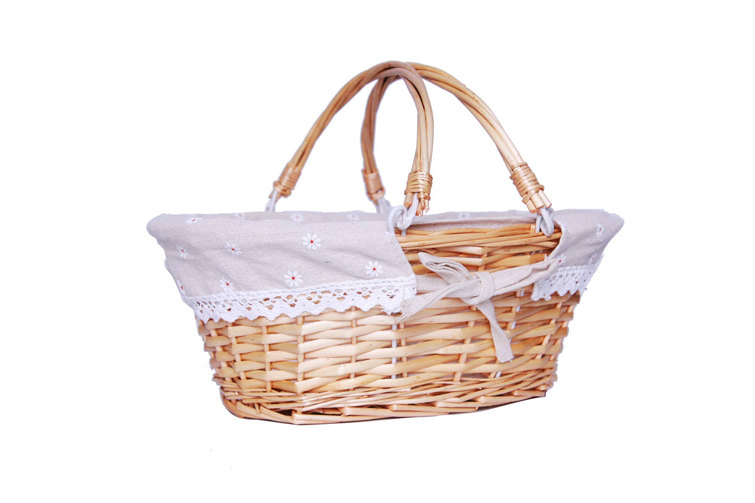 Oypeip Wicker Basket - Natural Willow Woven Oval Storage Basket with Handle for Picnic, Easter, Wine, Egg Gathering & Wedding - Perfect for Home Decor, Gift Giving & Outdoor Activities