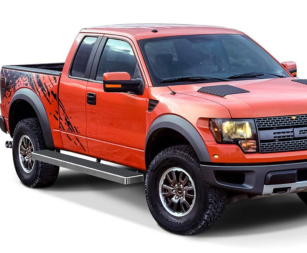 APS 6-Inch Wheel-to-Wheel Running Boards | Compatible with Ford F150 2015-2025 Super Cab 5.5ft Bed & F-250 F-350 Super Duty 2017-2025 | 304 Stainless Steel Side Steps | Off-Road Protection & Easy Truck Access