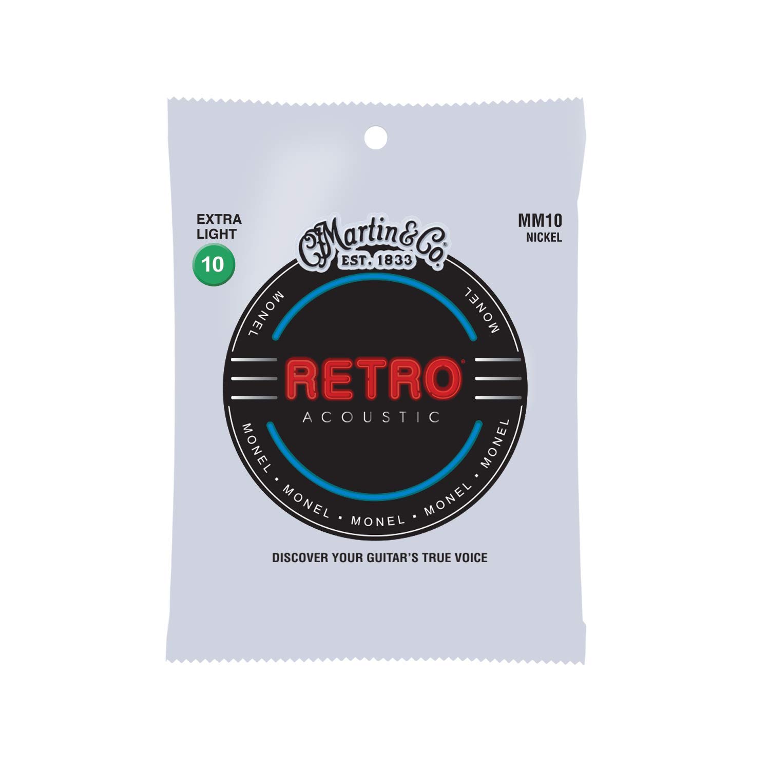 Martin Retro Acoustic Guitar Strings - .010-.047 Extra Light Gauge for Folk & Fingerstyle Playing | Perfect for Beginners & Travel Guitars | Studio & Live Performance Ready