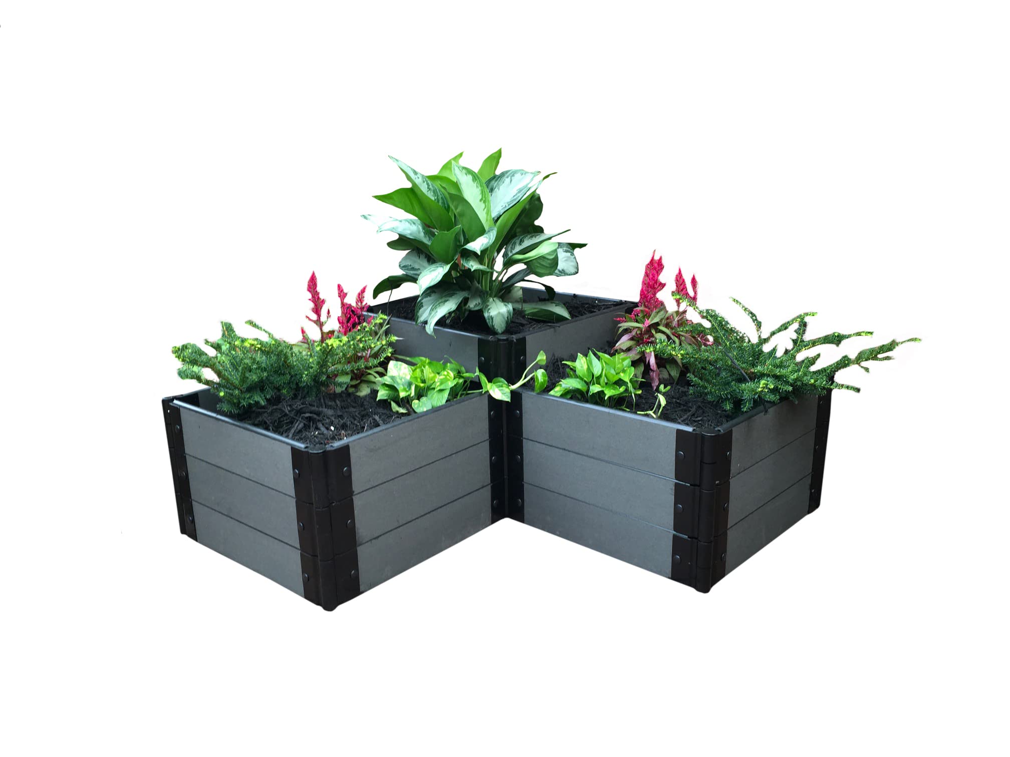 Weathered Wood 'Chateau MARMONT' 4' X 4' 3-Level Raised Garden Bed (Terraced) - 1