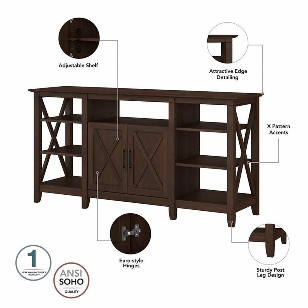 Bush Key West TV Stand with Coffee & End Tables - Bing Cherry for Living Room