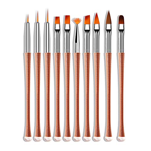10PCS Professional Nail Art Brush Set with Spiral Wire Handle - Nail Polish Brush Pen for Acrylic, Gel & Nail Art Design - Perfect for DIY Manicure & Salon Use
