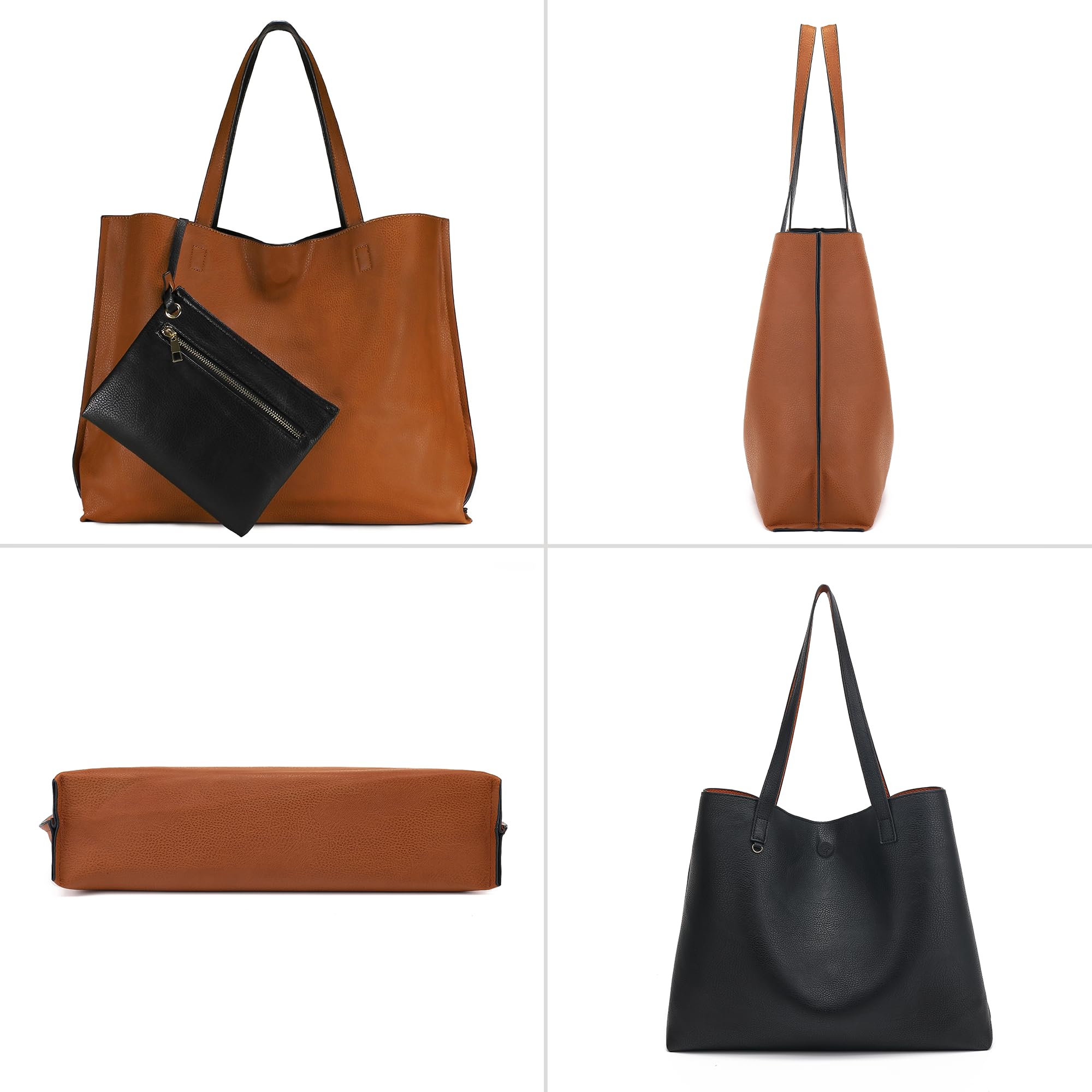Scarleton Genuine Leather Tote Bag for Women - Stylish Reversible Purse & Handbag H1842 - Perfect for Work, Travel & Everyday Use