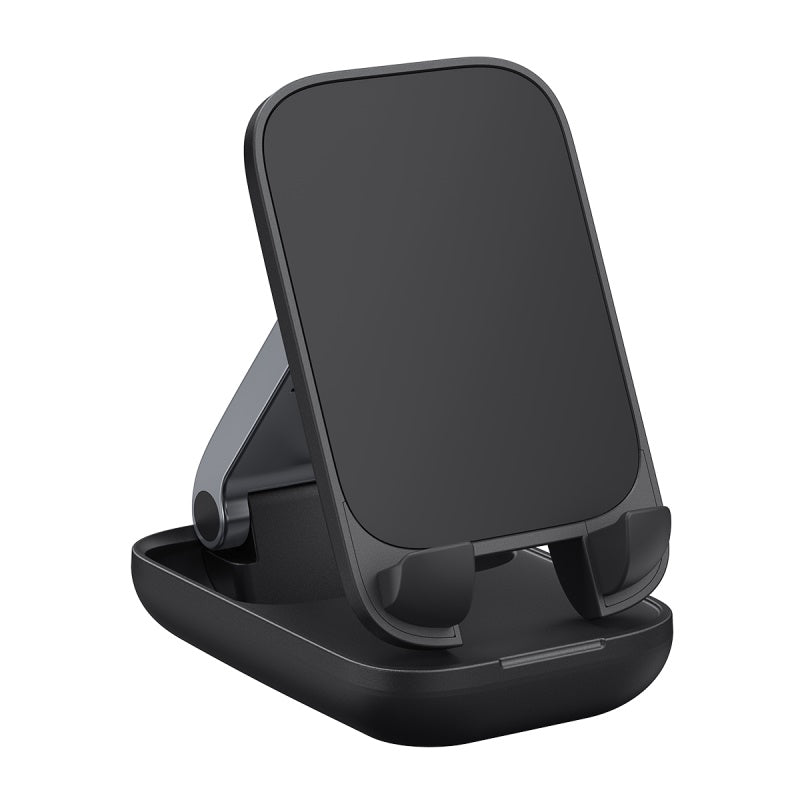 Baseus Foldable Phone Stand Holder - Black | Adjustable & Portable for Desk, Bed, Office, and Travel Use