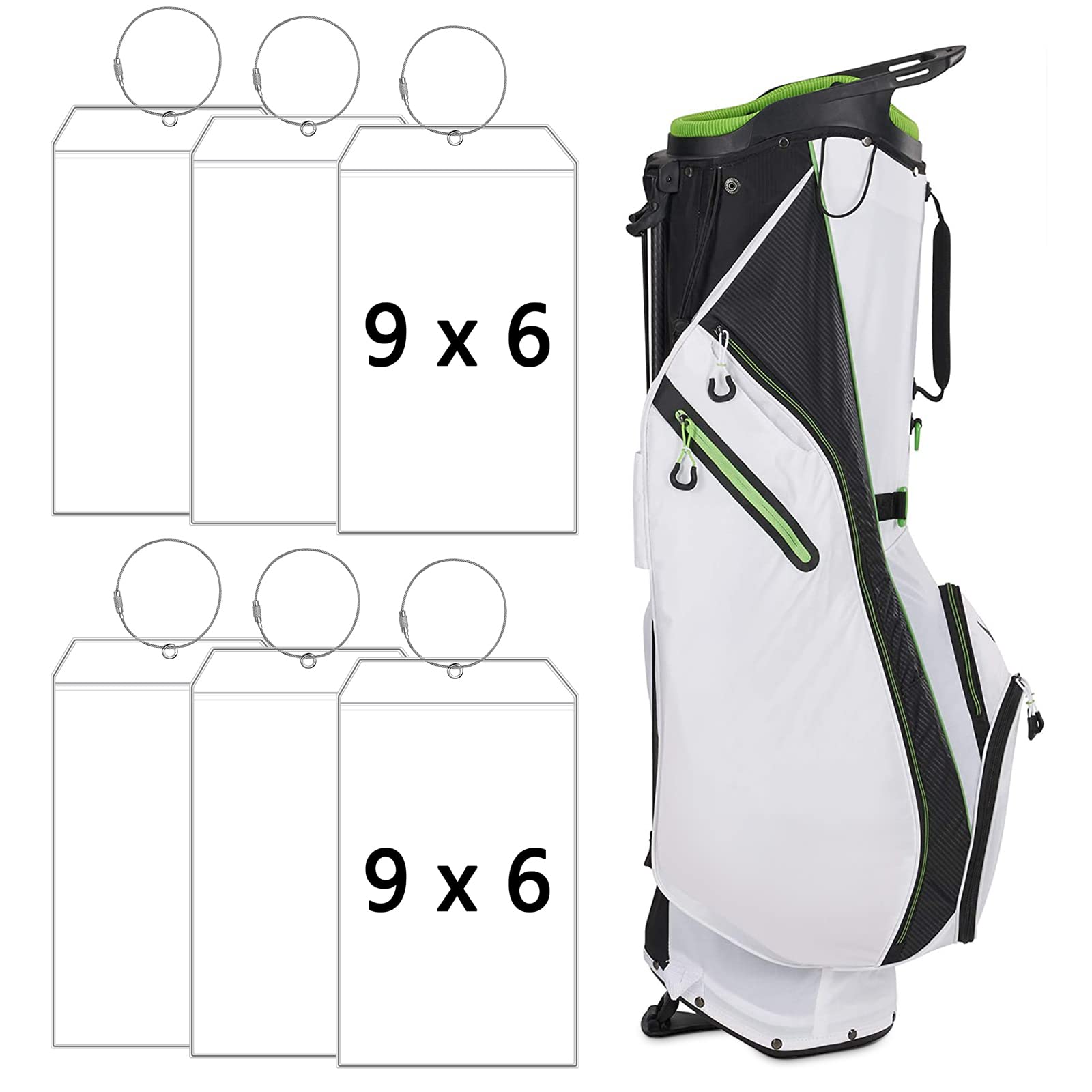 6 Pack Extra Large Clear Plastic Golf Luggage Tags 9